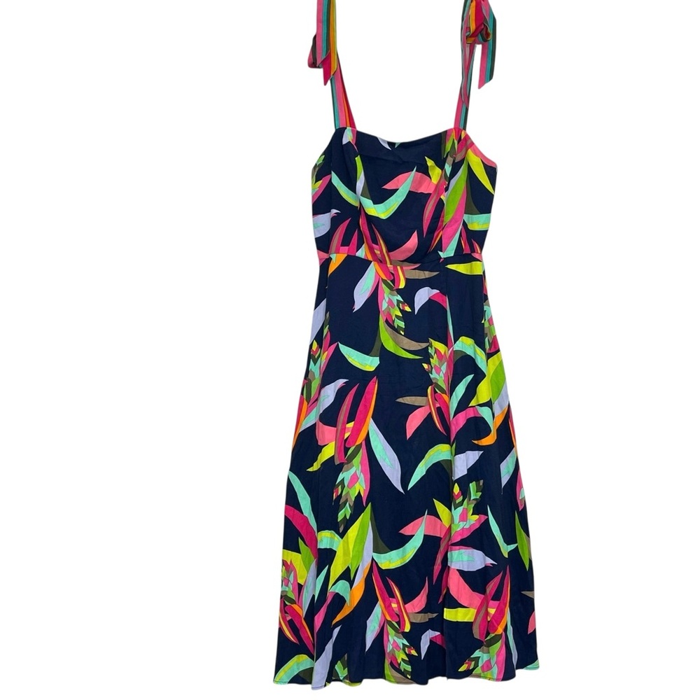 Trina Turk Jolie Sleeveless Tie Strap Multi Botanical Print Sun Dress Size 2